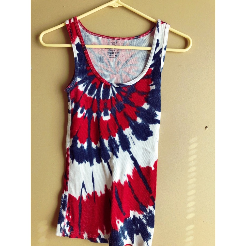 Faded Glory Red, White, and Blue Tie Dye Tank Top